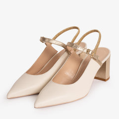 The Pompei Cream Leather Slingback Sandal For Sale