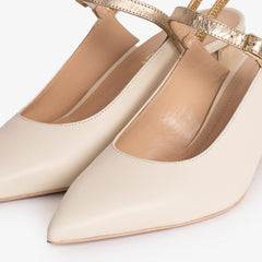 The Pompei Cream Leather Slingback Sandal For Sale