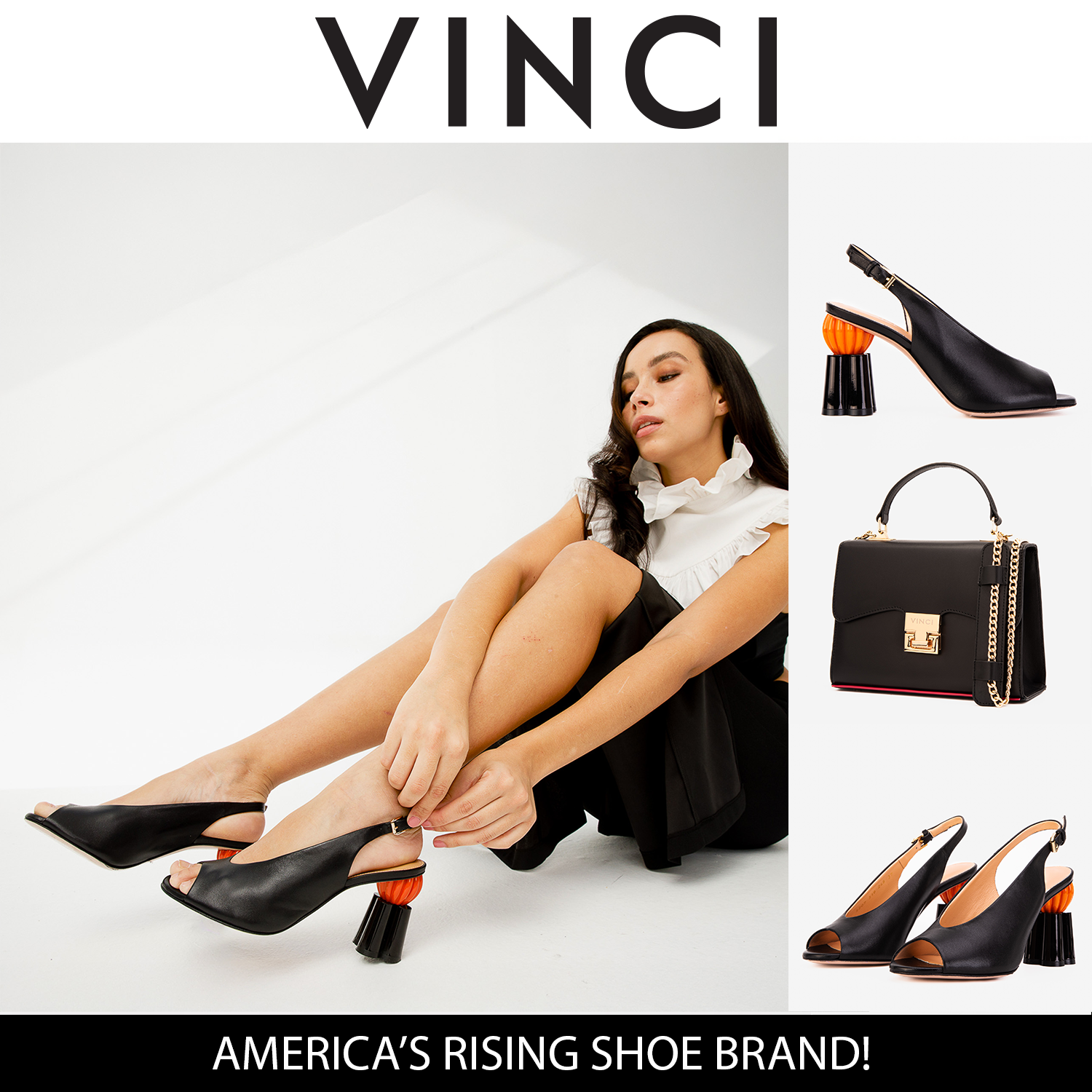 The Cimla Pumpkin Heel Black Leather Sandal All New