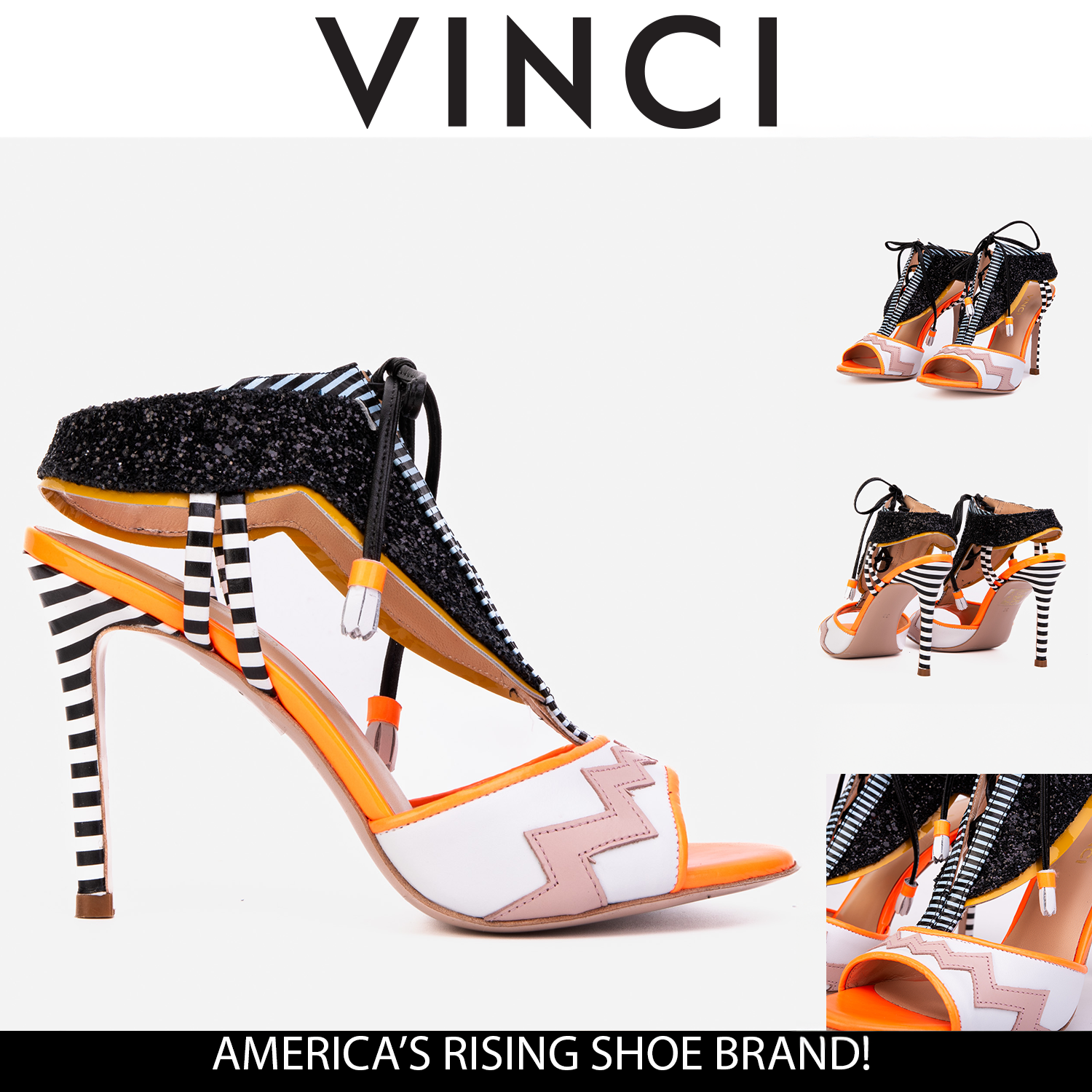The Santa Amaro Orange Glitter Leather Sandal Universal Fit
