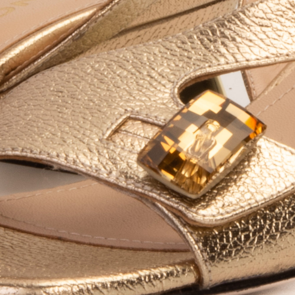 The Iconic Gold Leather Sandal On Sale
