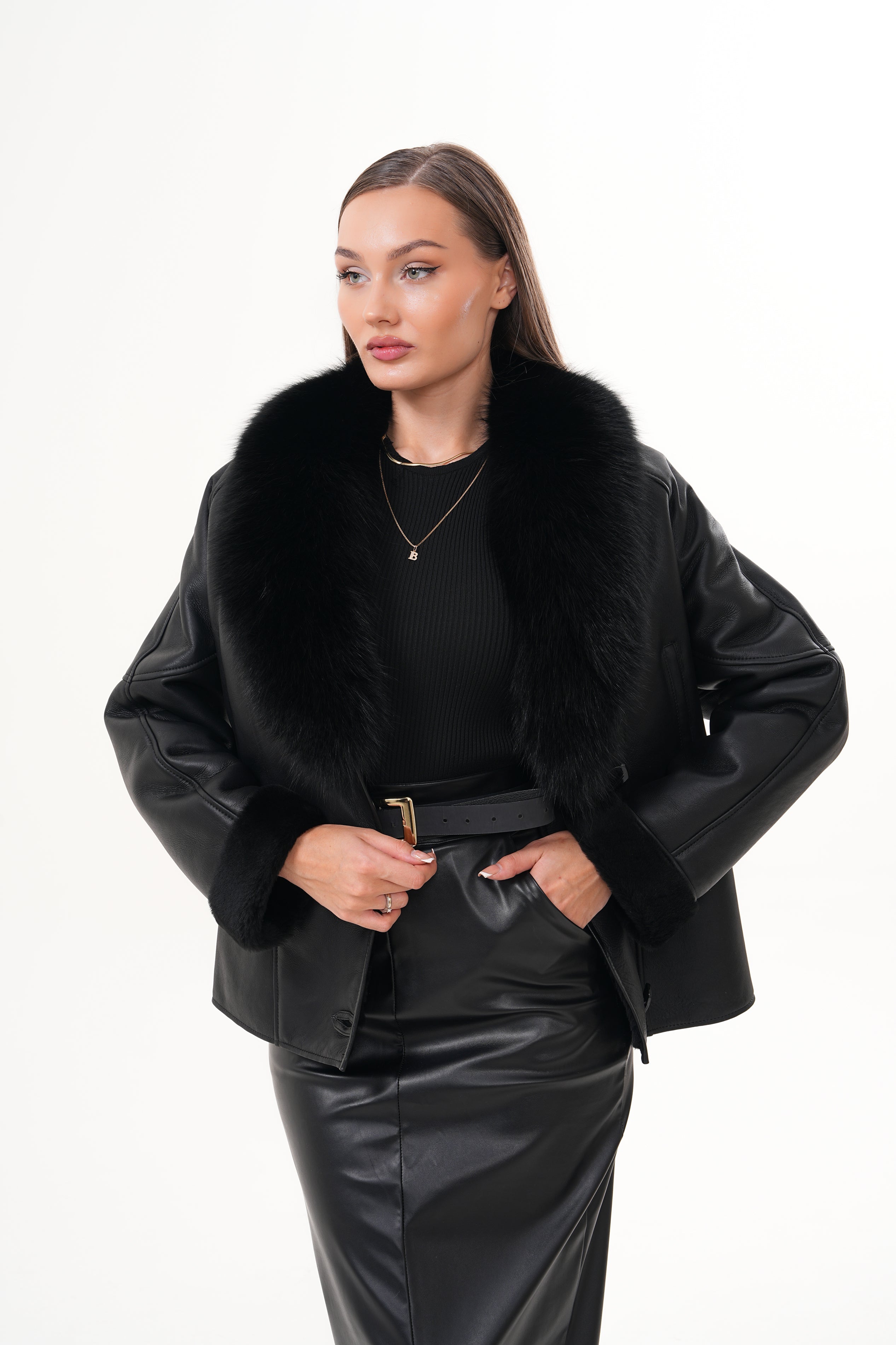 The Estelle Black Shearling Leather Jacket Fine Craftsmanship