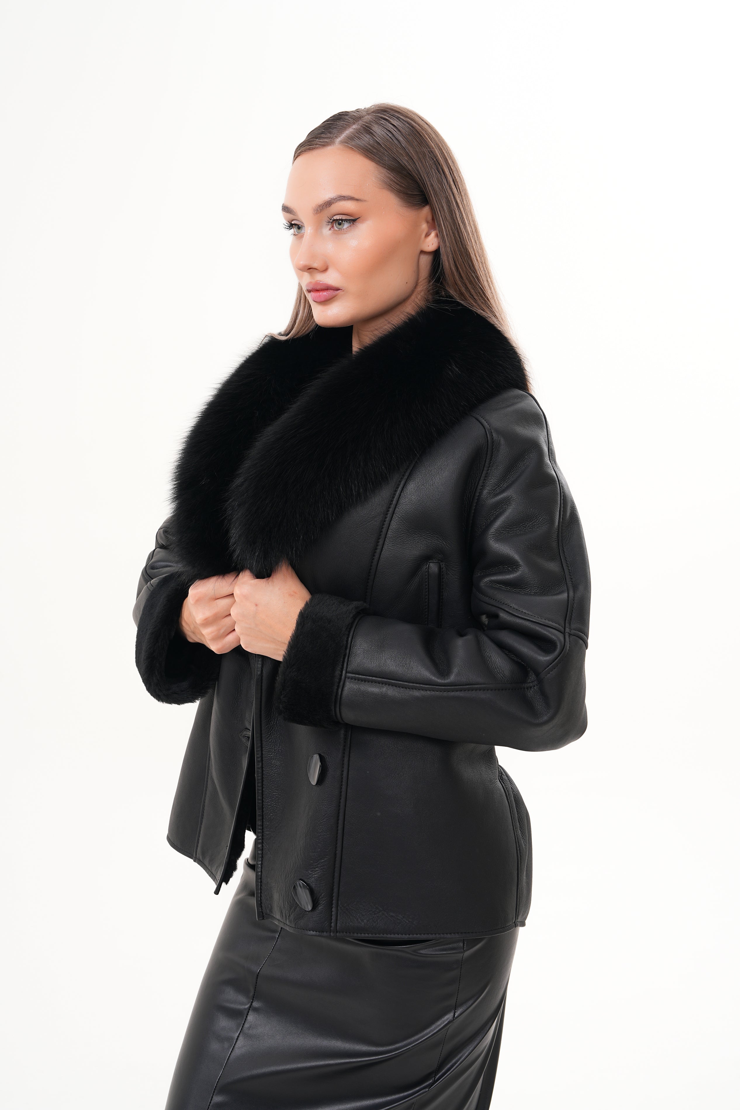 The Estelle Black Shearling Leather Jacket Fine Craftsmanship
