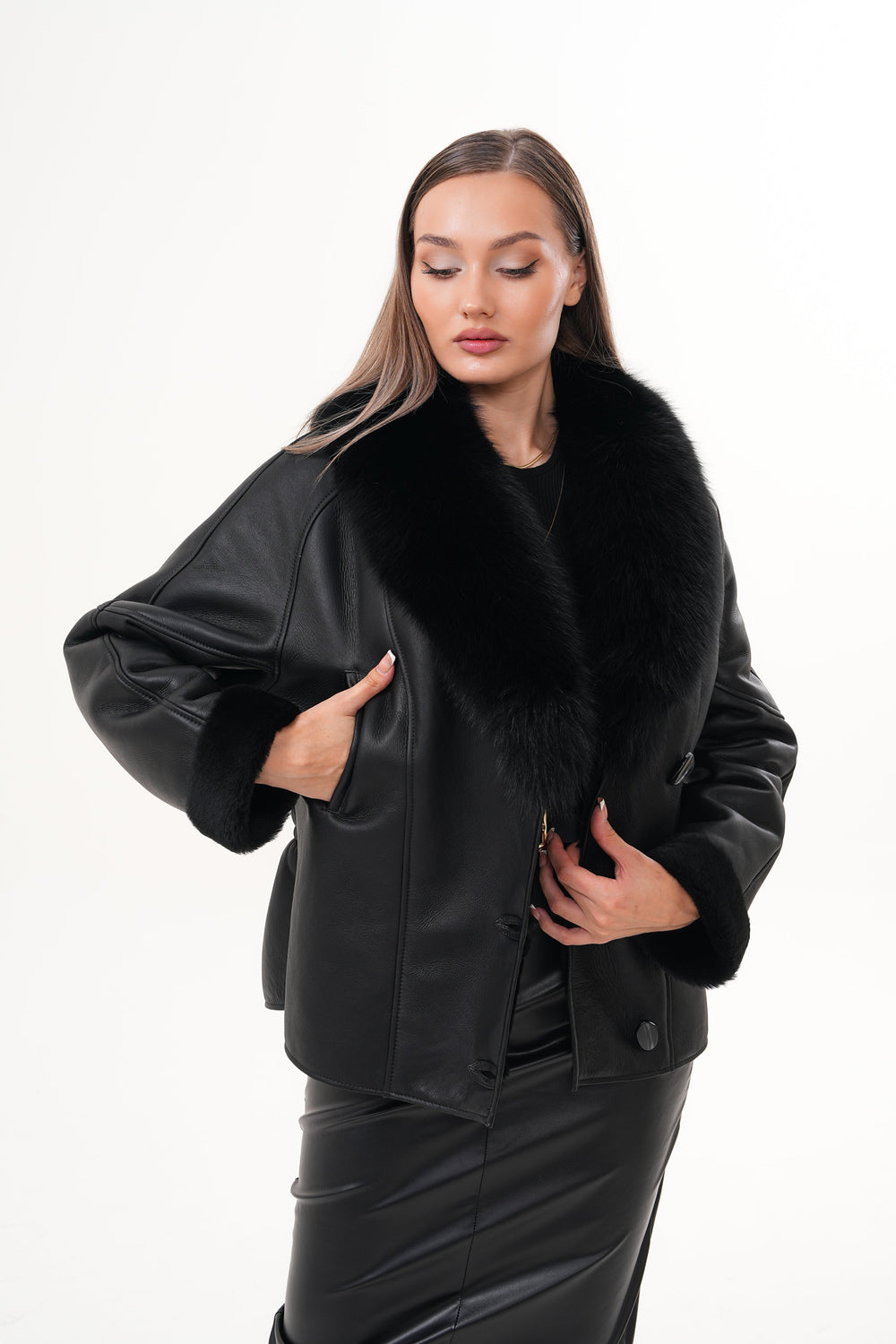 The Estelle Black Shearling Leather Jacket Fine Craftsmanship
