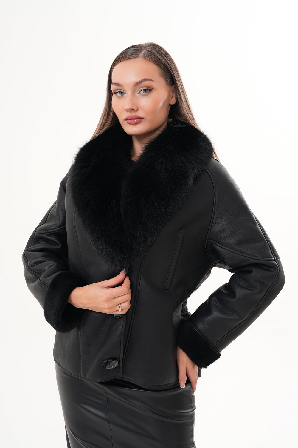 The Estelle Black Shearling Leather Jacket Fine Craftsmanship