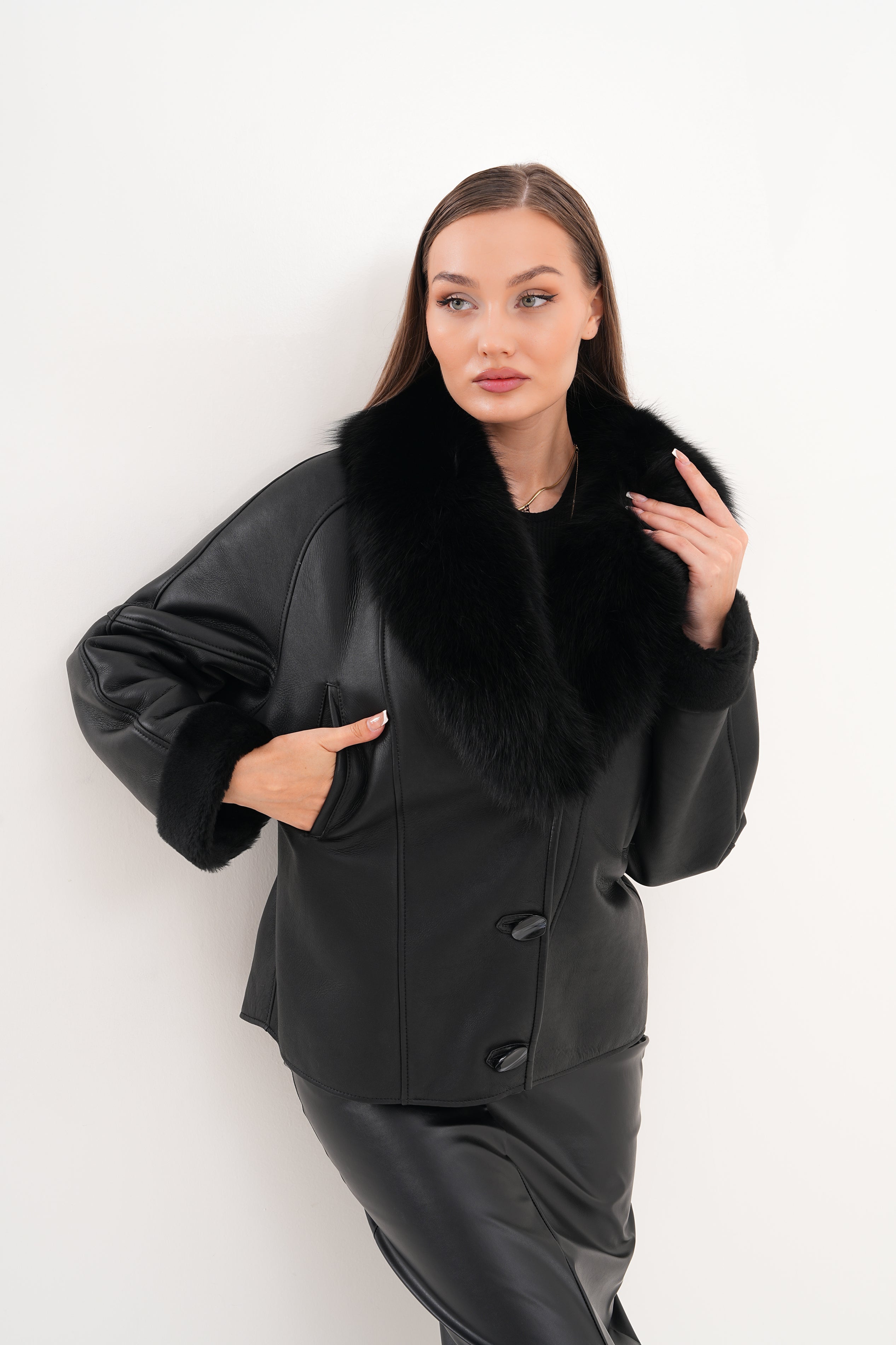 The Estelle Black Shearling Leather Jacket Fine Craftsmanship