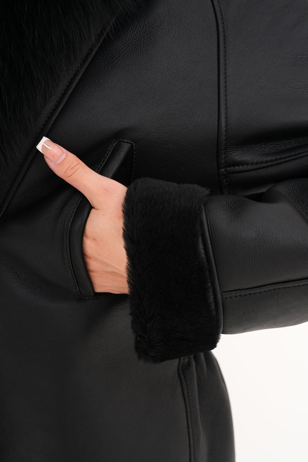 The Estelle Black Shearling Leather Jacket Fine Craftsmanship