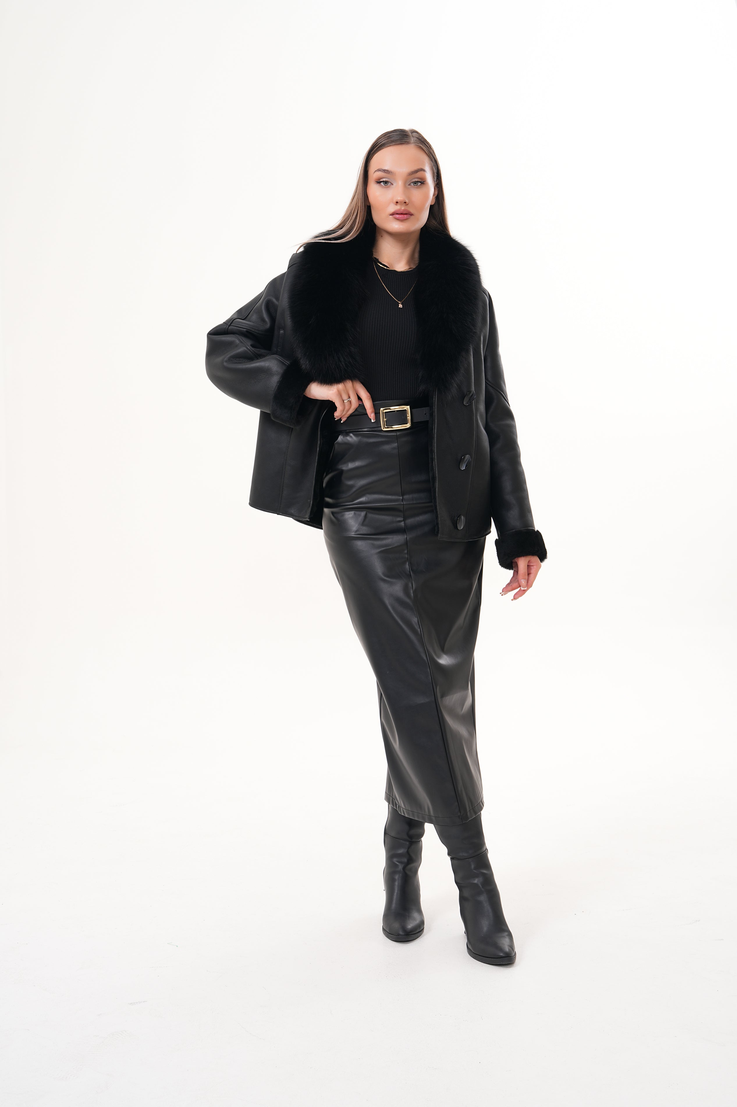 The Estelle Black Shearling Leather Jacket Fine Craftsmanship