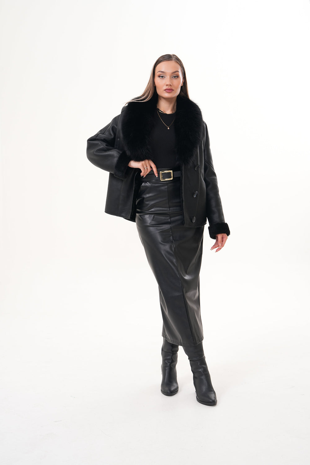 The Estelle Black Shearling Leather Jacket Fine Craftsmanship