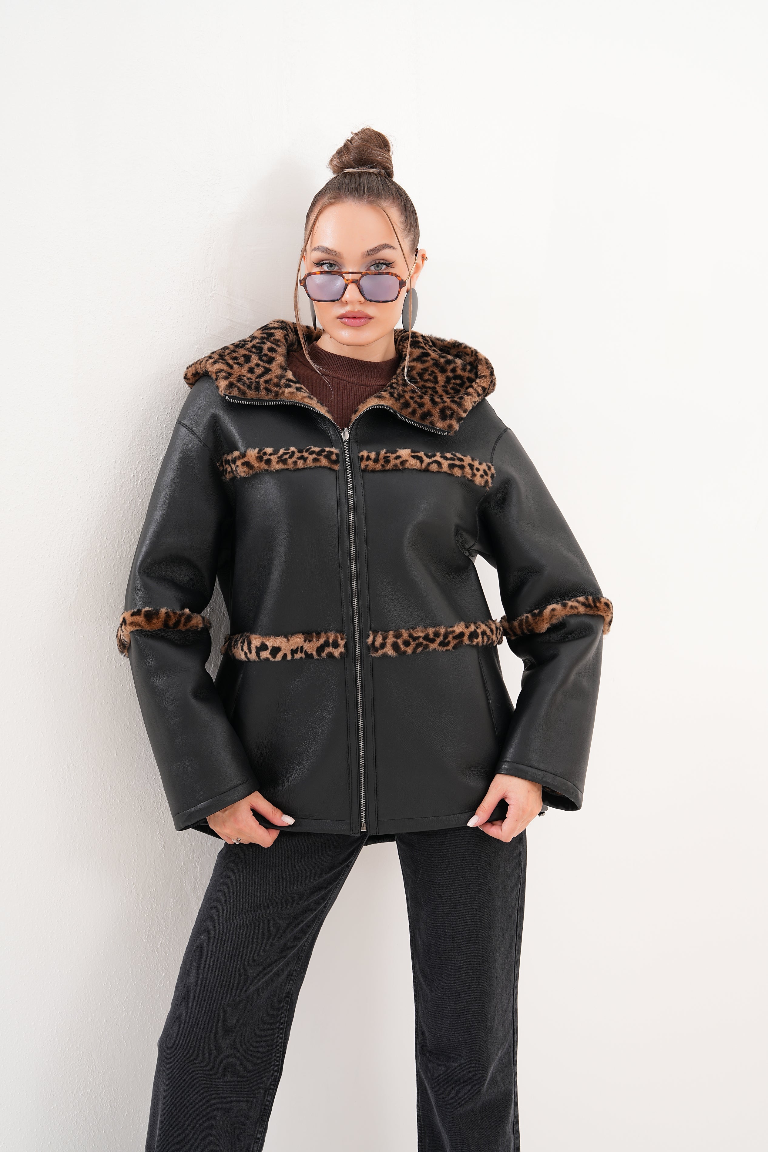 The Panthera Reversible Leopard Shearling Leather Jacket Exclusive Style