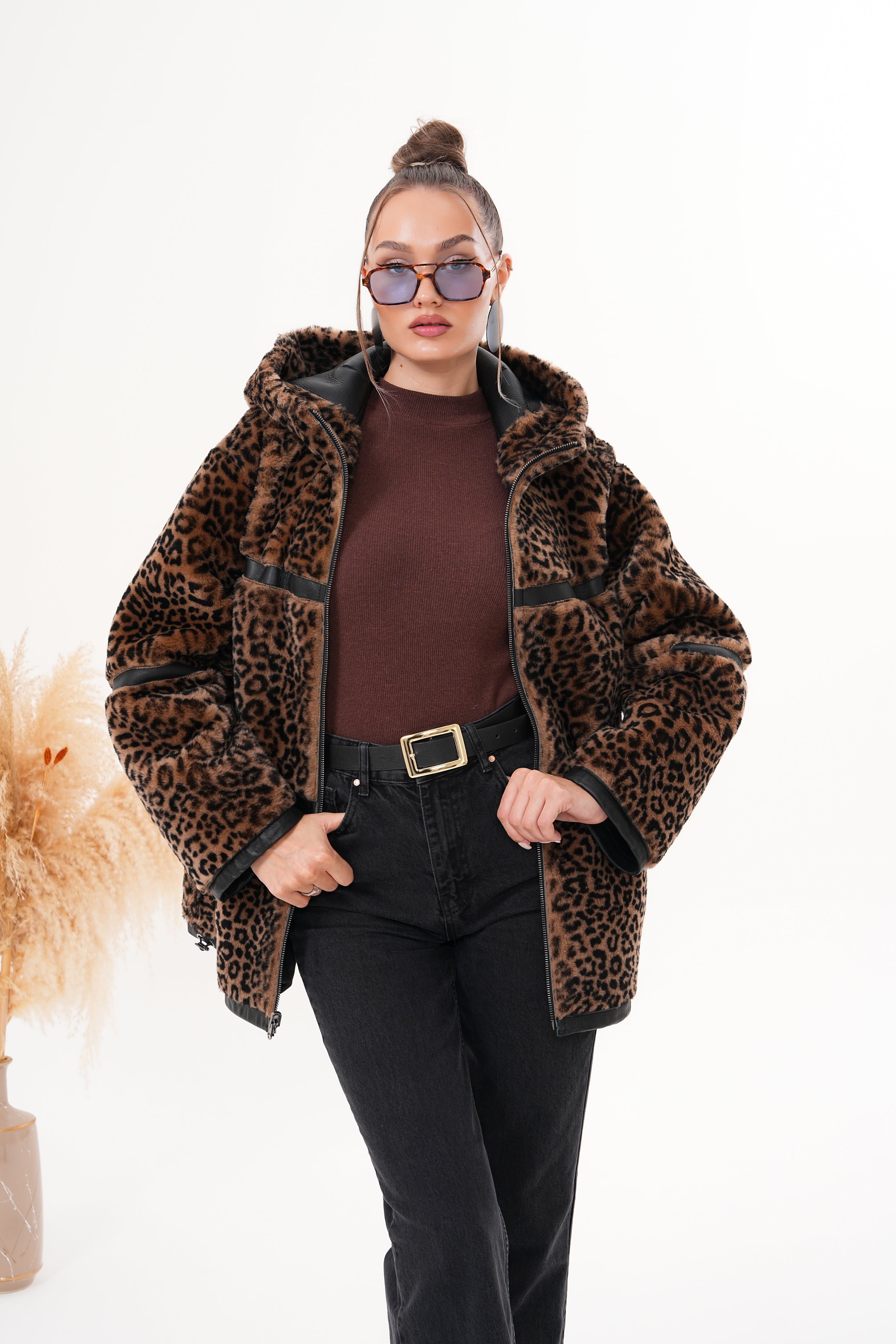 The Panthera Reversible Leopard Shearling Leather Jacket Exclusive Style