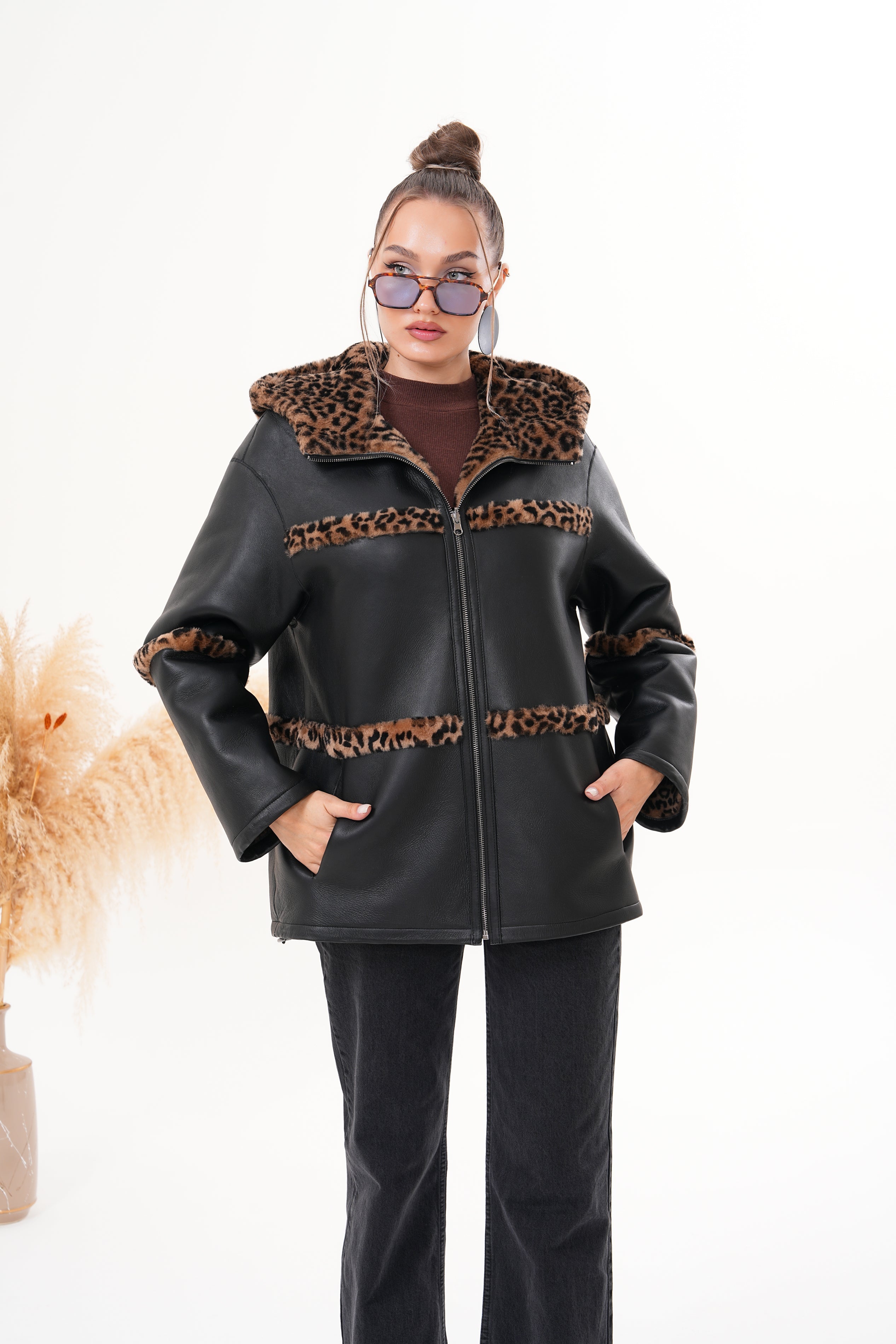 The Panthera Reversible Leopard Shearling Leather Jacket Exclusive Style
