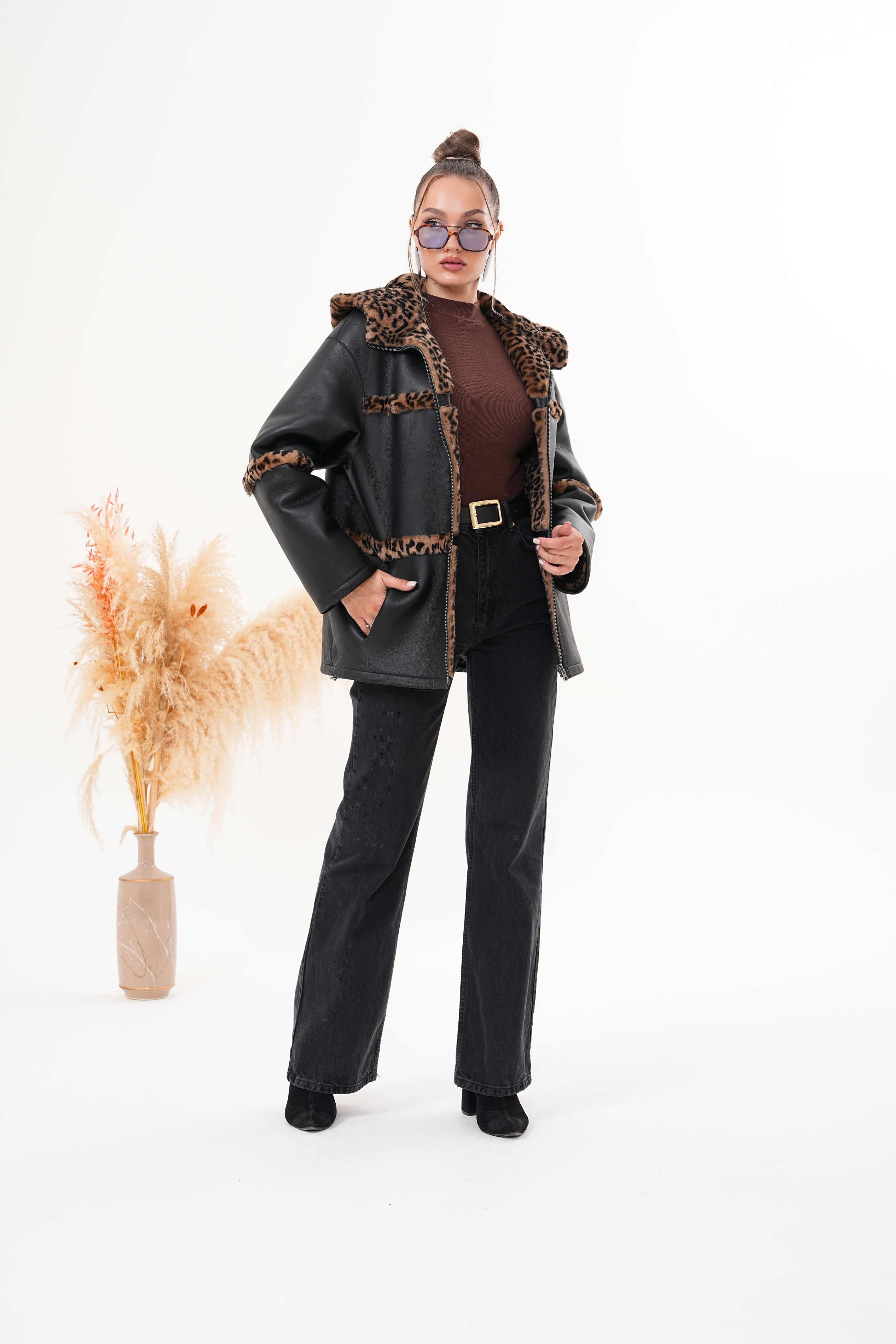 The Panthera Reversible Leopard Shearling Leather Jacket Exclusive Style