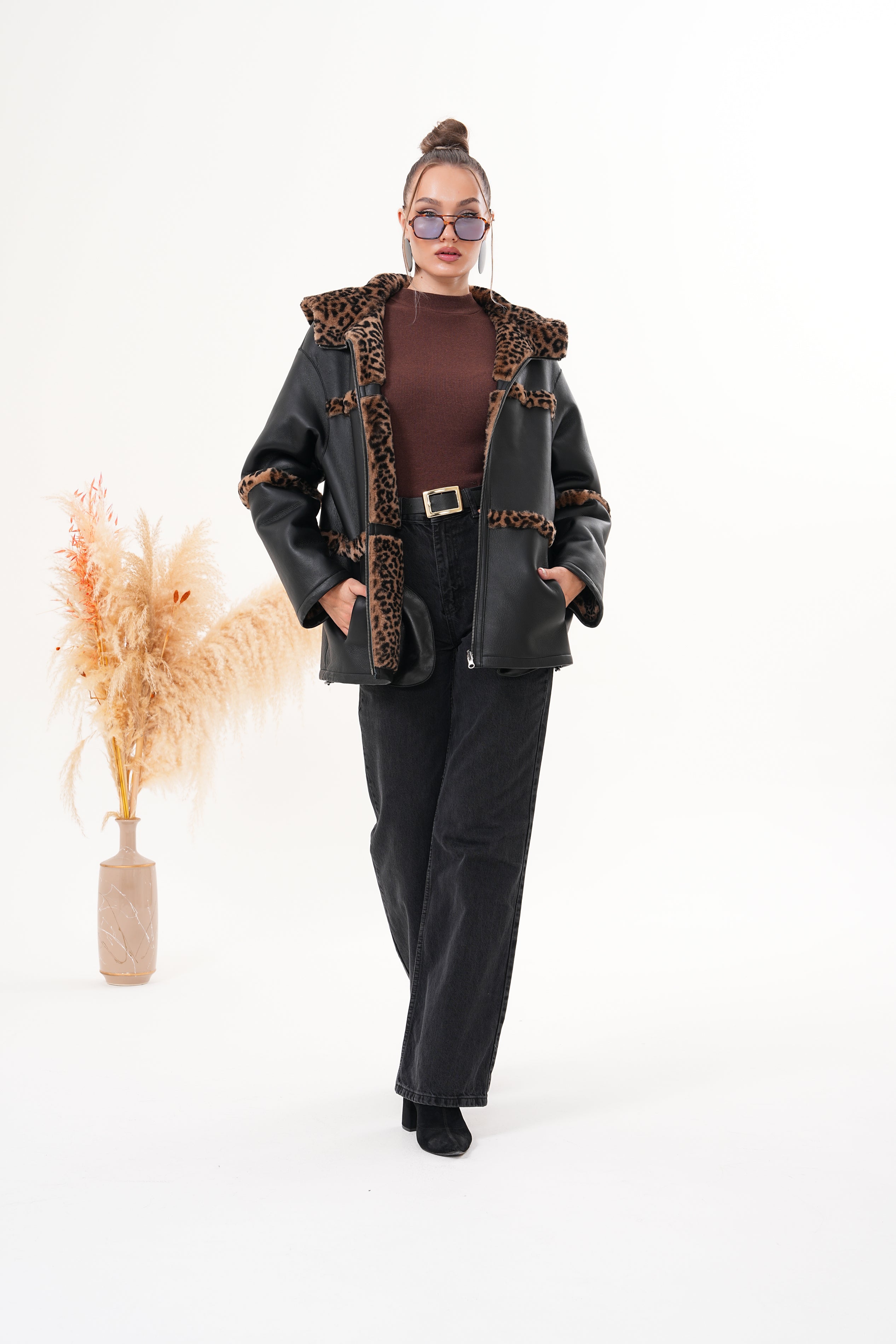 The Panthera Reversible Leopard Shearling Leather Jacket Exclusive Style