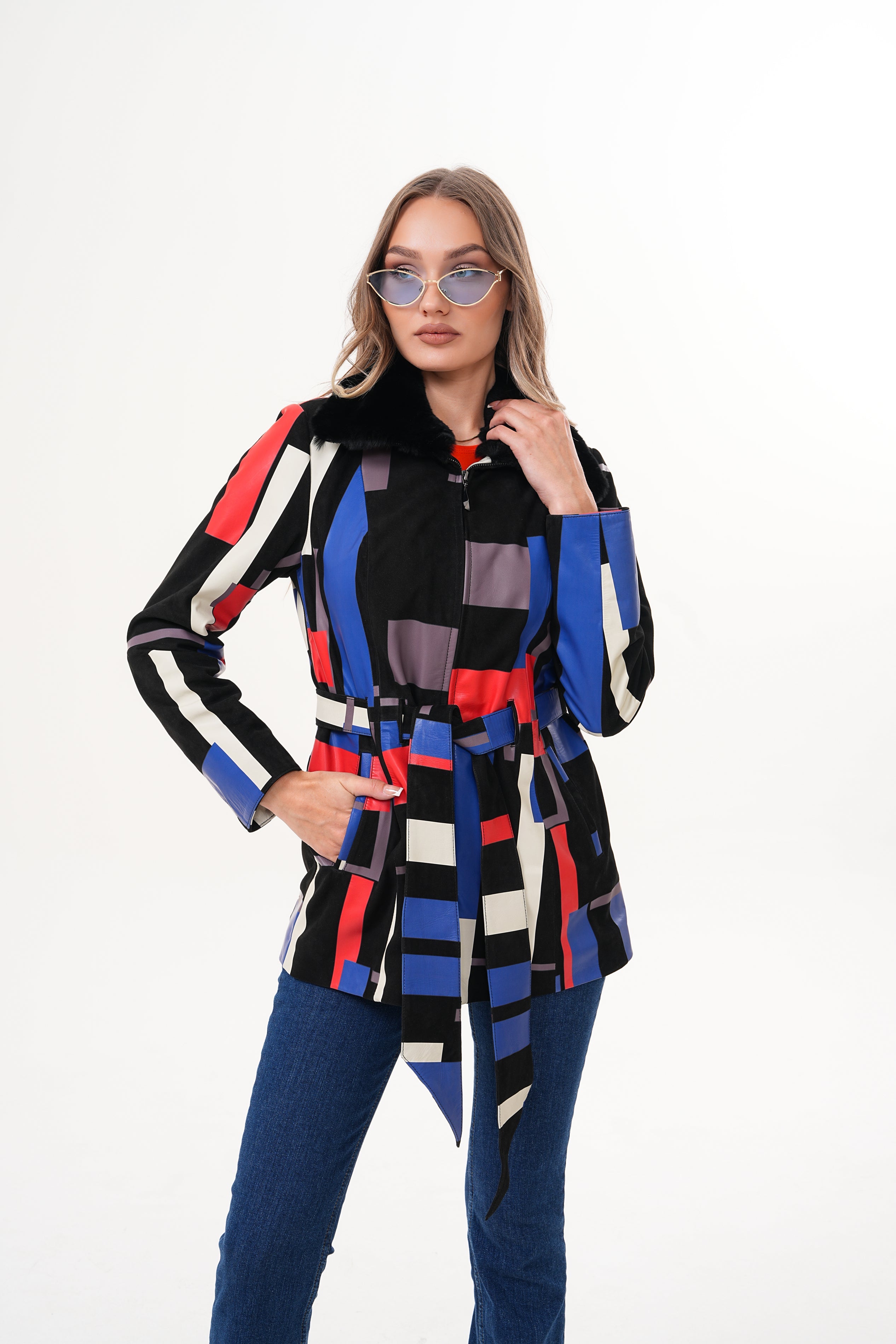The Mirage Geo Pattern Leather Jacket All New