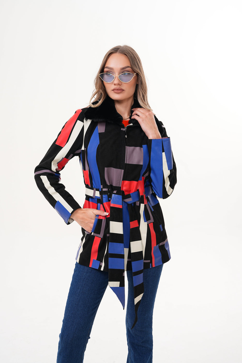 The Mirage Geo Pattern Leather Jacket All New