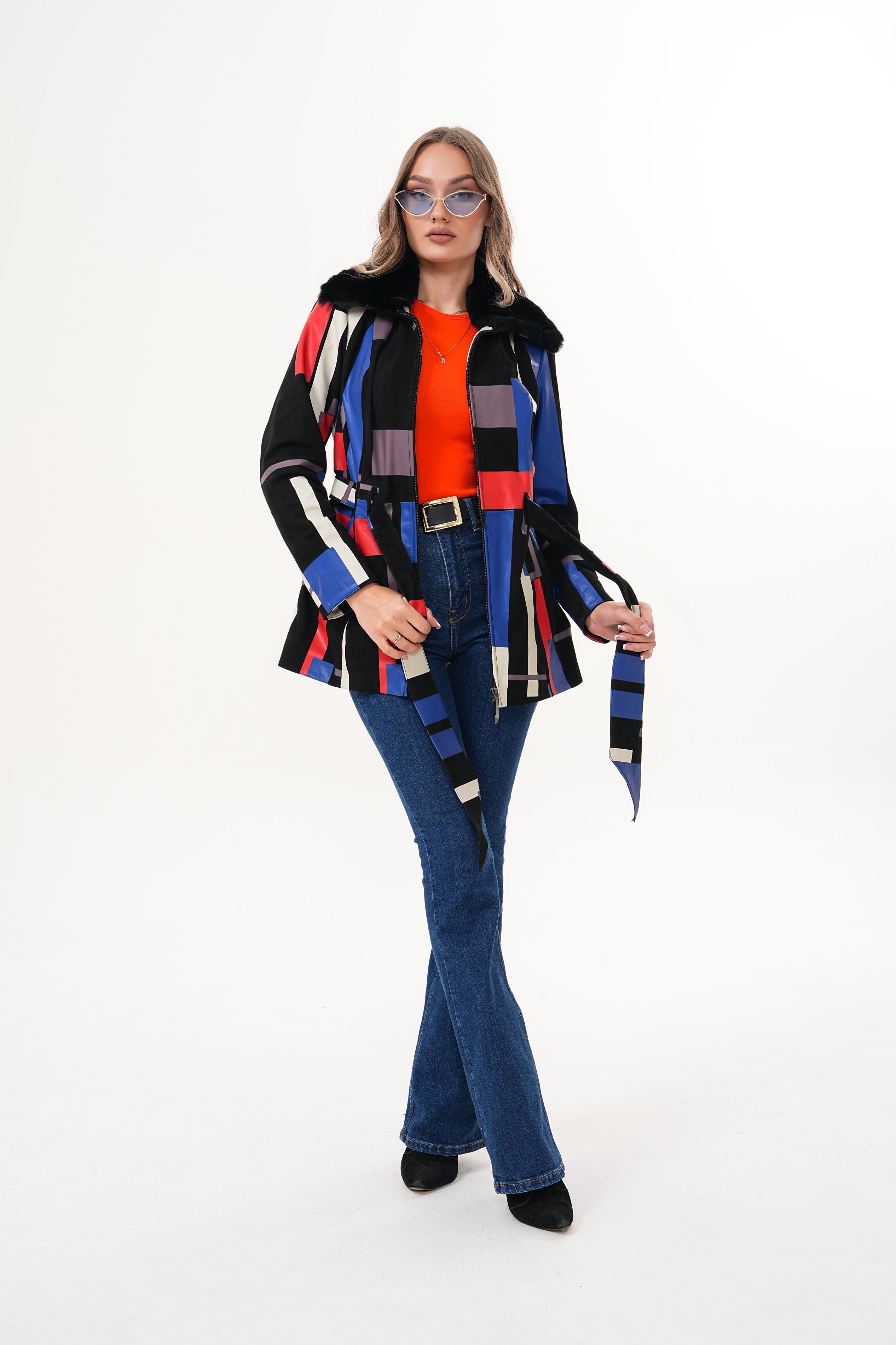 The Mirage Geo Pattern Leather Jacket All New