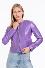 The Havnen  Lilac Leather Jacket Fine Craftsmanship