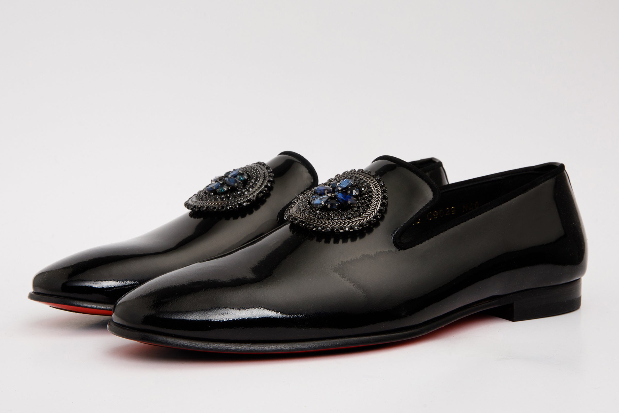 The Pombe Black Patent Leather Dress Slip-on Loafer  Shoe For Sale