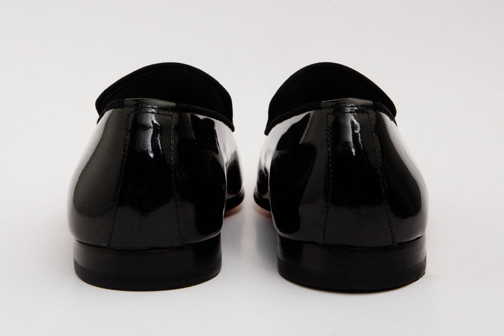 The Pombe Black Patent Leather Dress Slip-on Loafer  Shoe For Sale