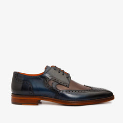 The Neiva Navy\/Brown Wingtip Semi Brogue Derby  Shoe All New