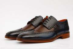The Neiva Navy\/Brown Wingtip Semi Brogue Derby  Shoe All New