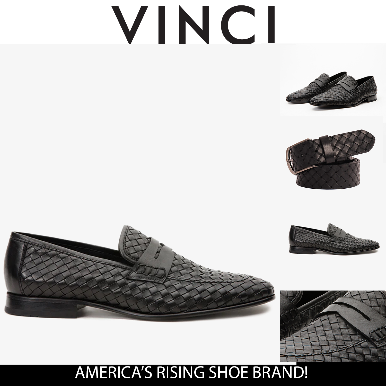The Grand Woven Leather Black  Shoe Penny Loafer Fine Craftsmanship
