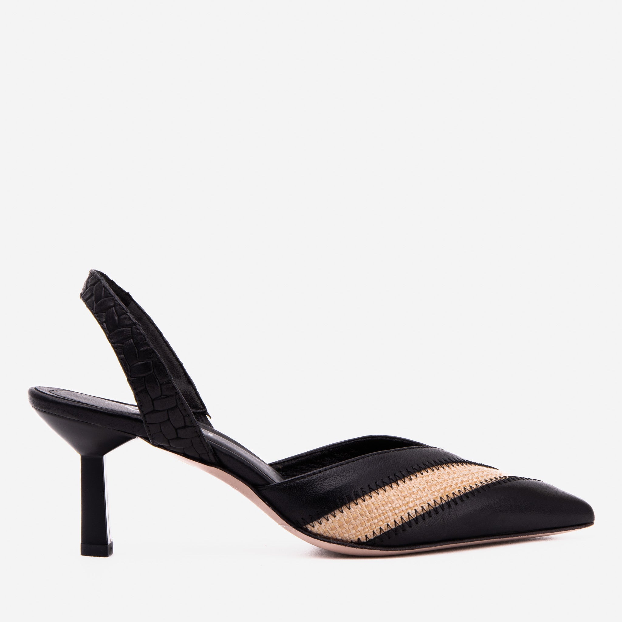 The Riviera Black Raffia Slingback  Sandal On Sale