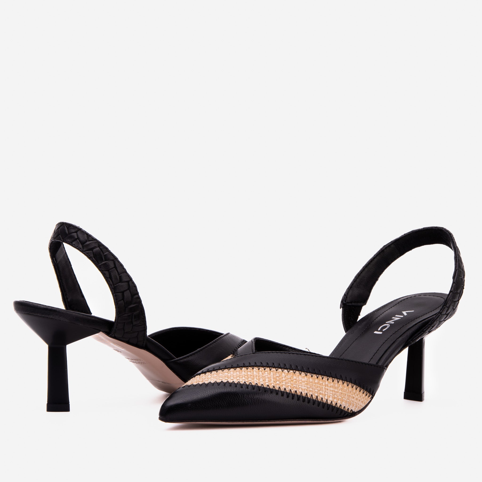 The Riviera Black Raffia Slingback  Sandal On Sale
