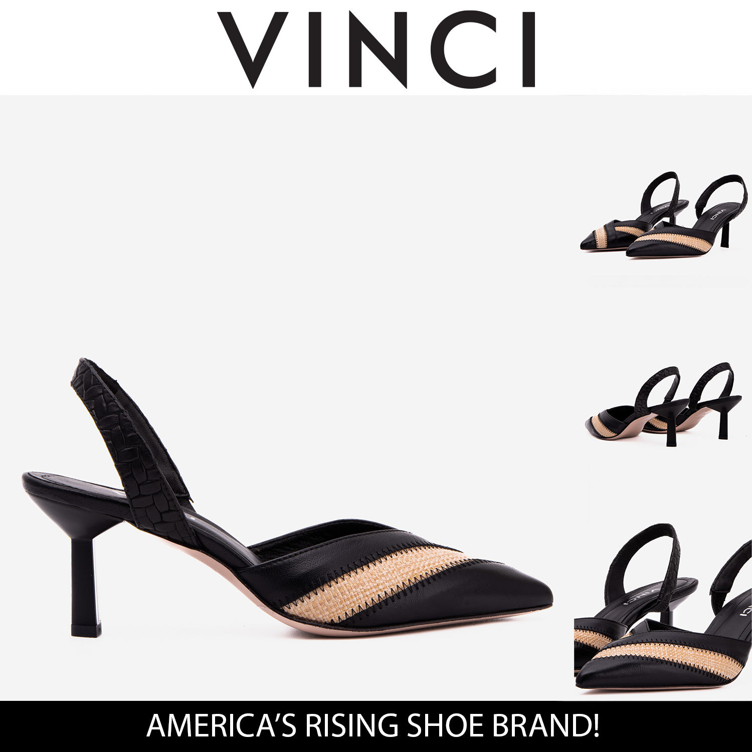 The Riviera Black Raffia Slingback  Sandal On Sale