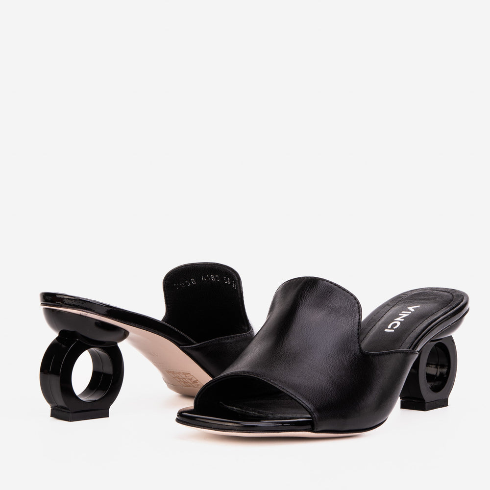 The Tory Black Leather Sandal For Sale