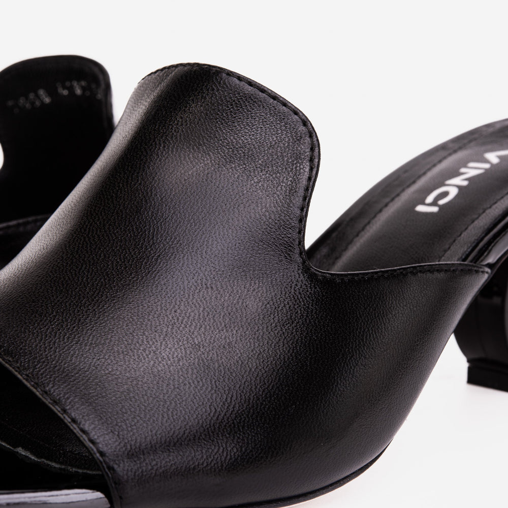 The Tory Black Leather Sandal For Sale