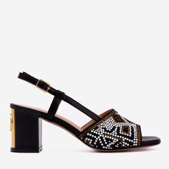 The Nampula Black Leather Slingback Sandal All New
