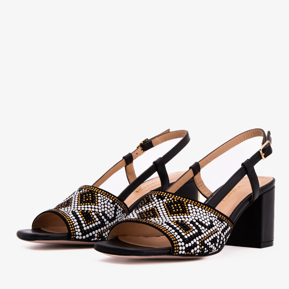 The Nampula Black Leather Slingback Sandal All New