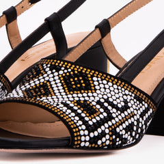 The Nampula Black Leather Slingback Sandal All New