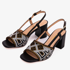 The Nampula Black Leather Slingback Sandal All New