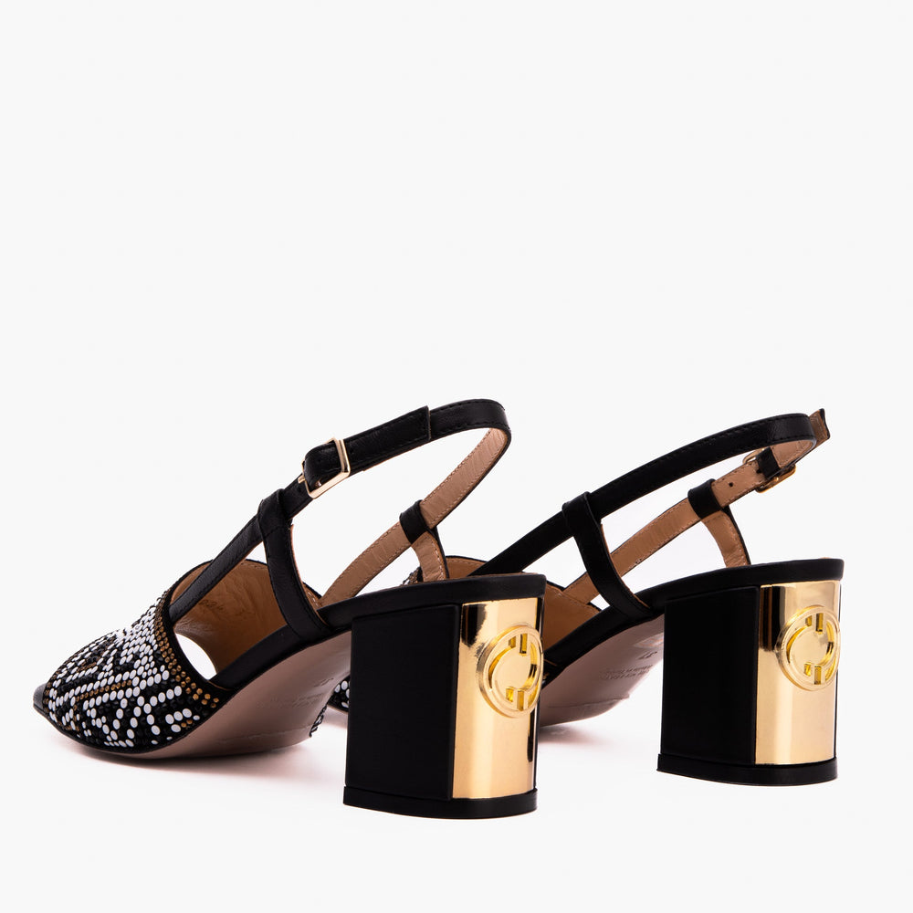 The Nampula Black Leather Slingback Sandal All New
