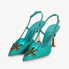 The Luna Turquoise Leather Slingback Sandal Universal Fit