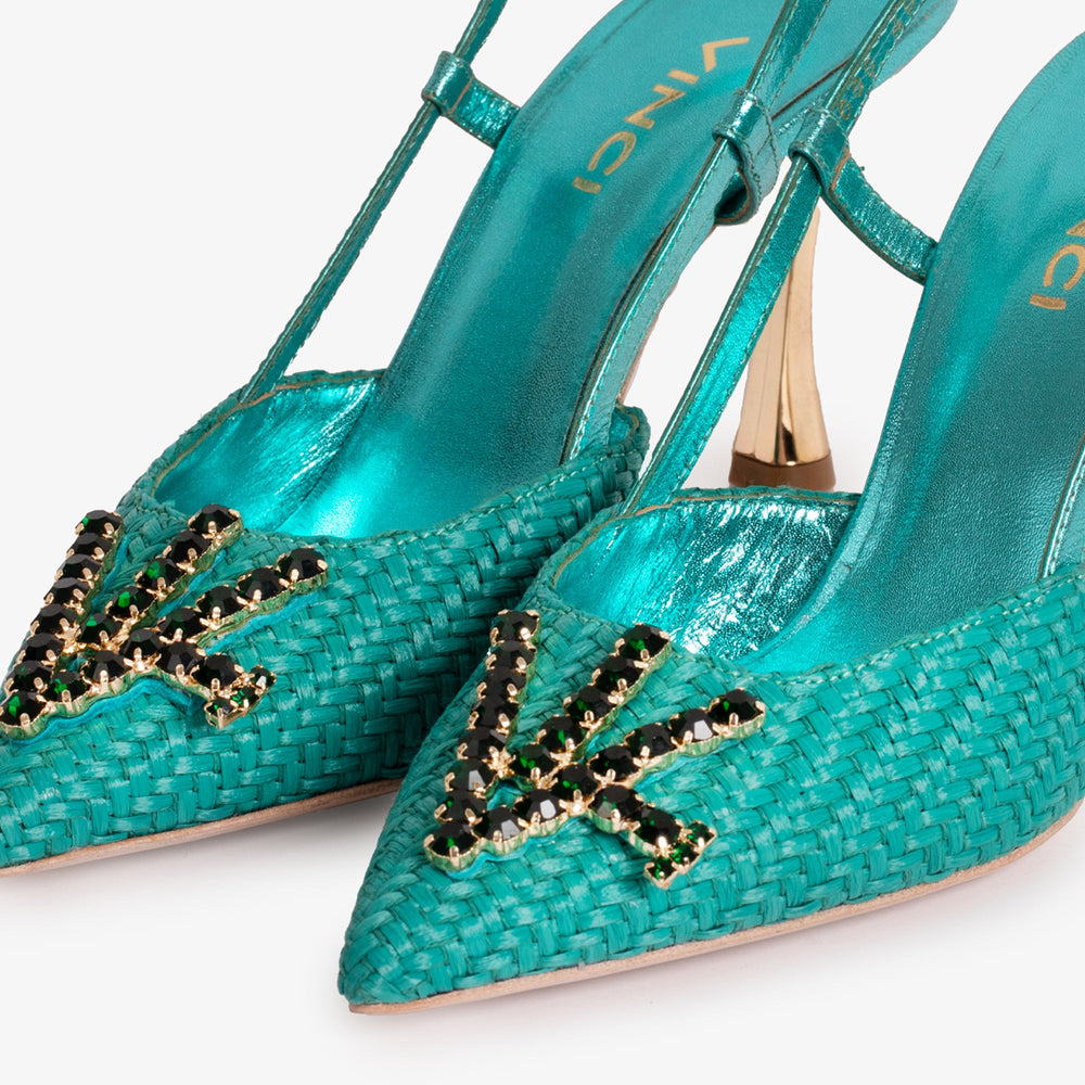 The Luna Turquoise Leather Slingback Sandal Universal Fit
