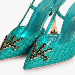 The Luna Turquoise Leather Slingback Sandal Universal Fit