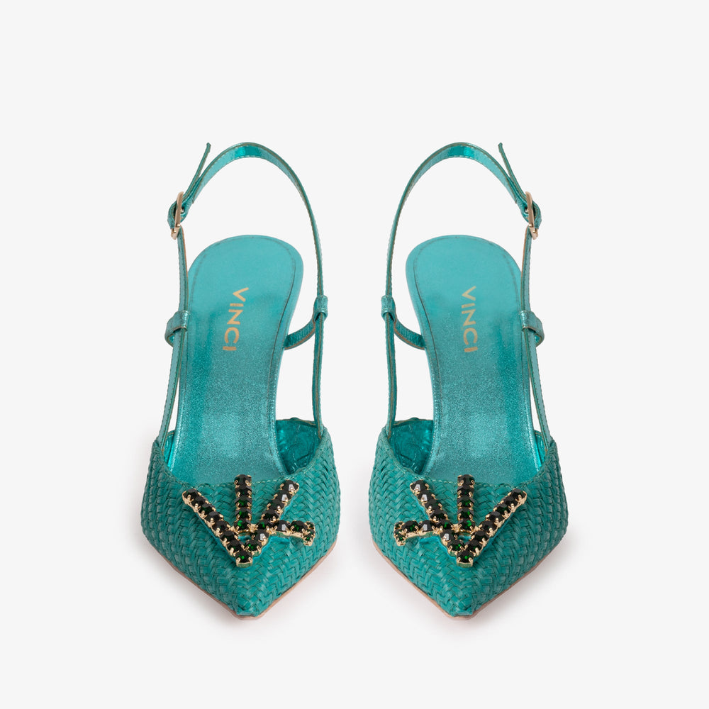 The Luna Turquoise Leather Slingback Sandal Universal Fit