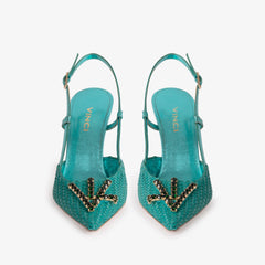 The Luna Turquoise Leather Slingback Sandal Universal Fit