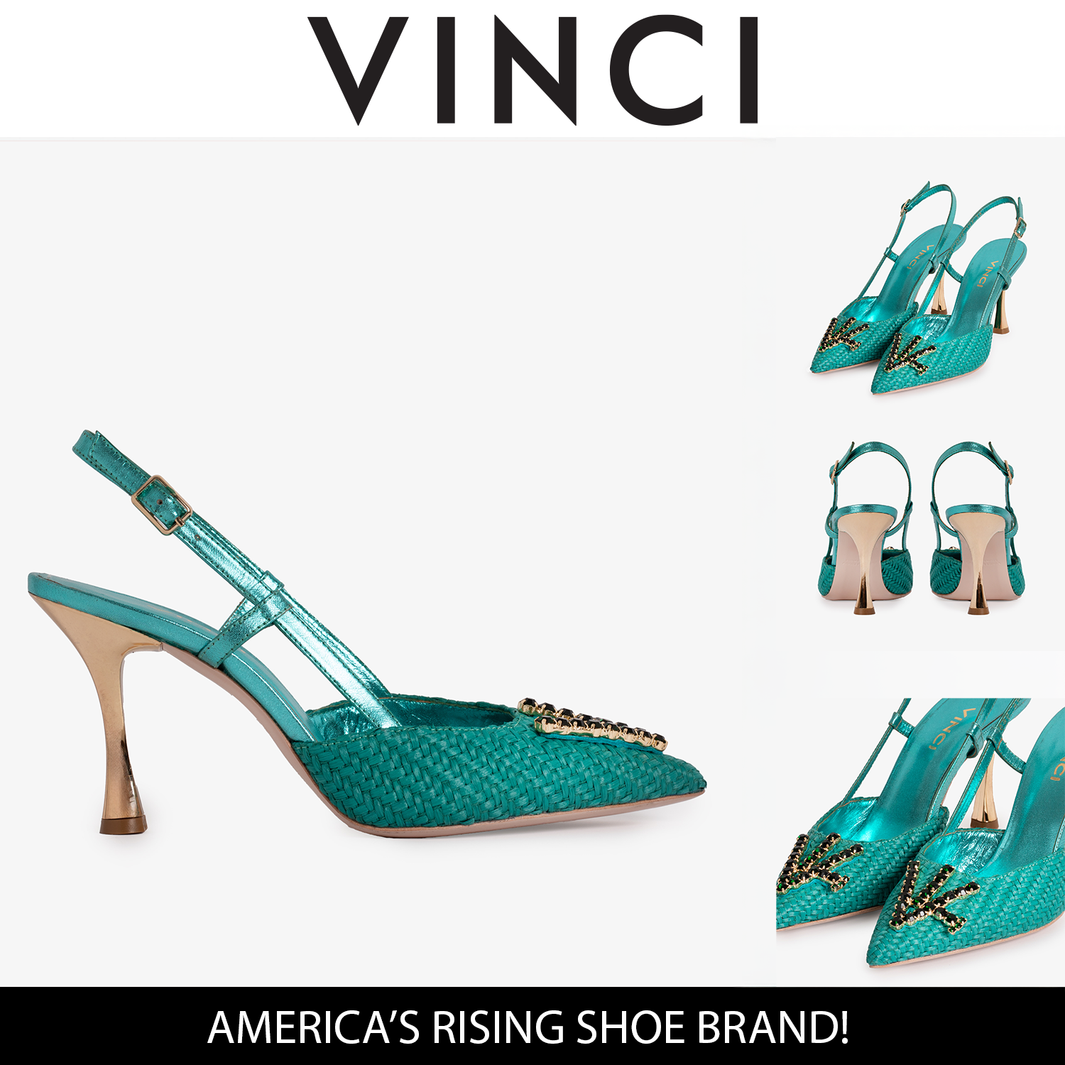 The Luna Turquoise Leather Slingback Sandal Universal Fit
