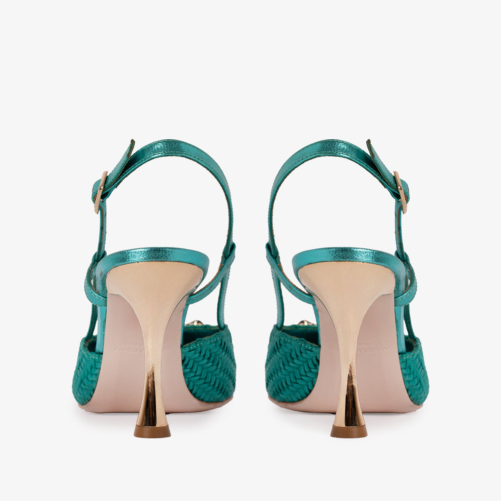 The Luna Turquoise Leather Slingback Sandal Universal Fit