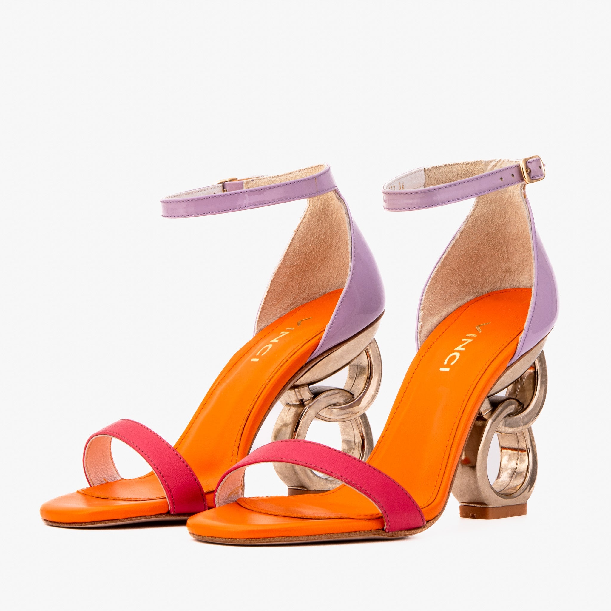 The Helix Heel Multicolor Leather Sandal Fine Craftsmanship