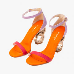 The Helix Heel Multicolor Leather Sandal Fine Craftsmanship