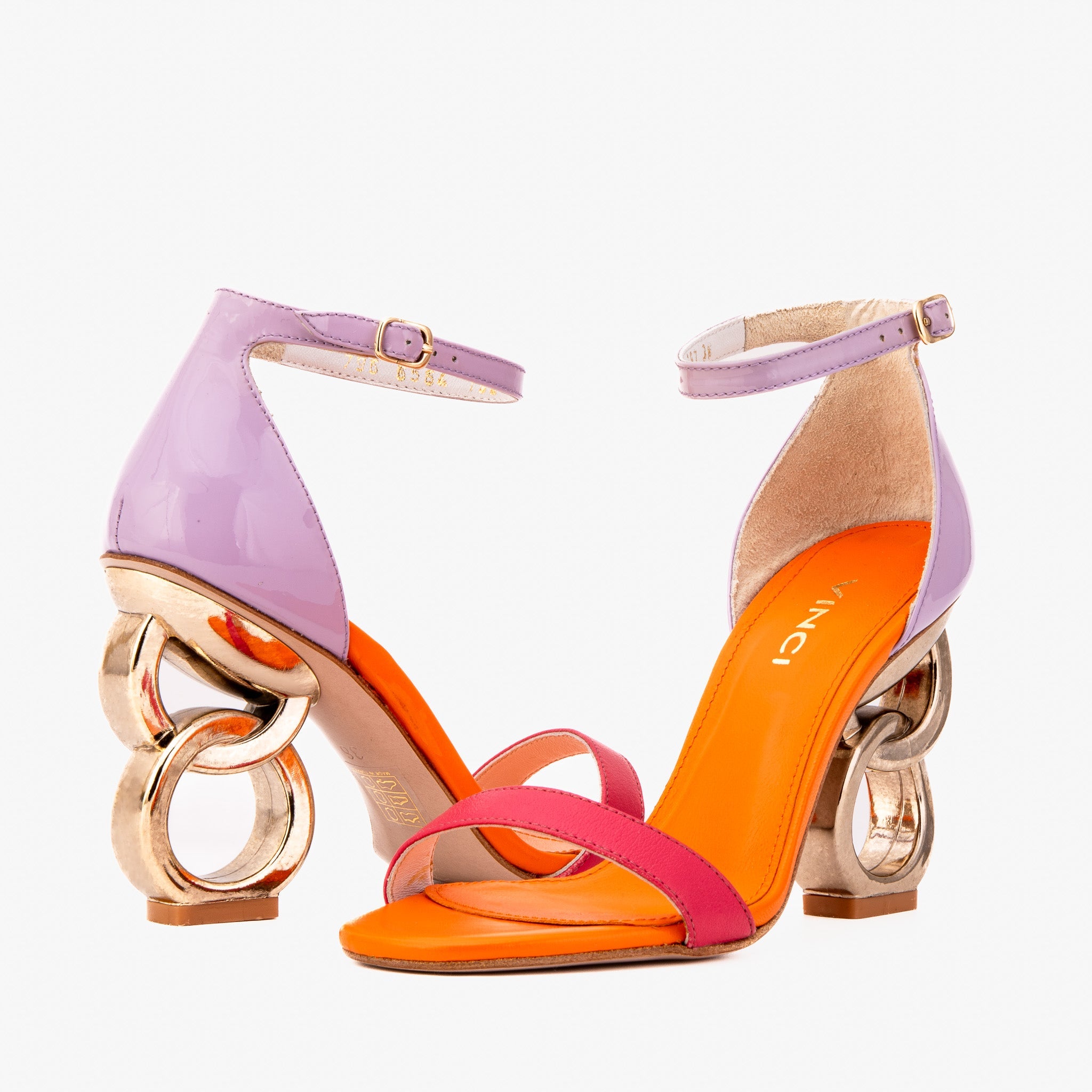 The Helix Heel Multicolor Leather Sandal Fine Craftsmanship