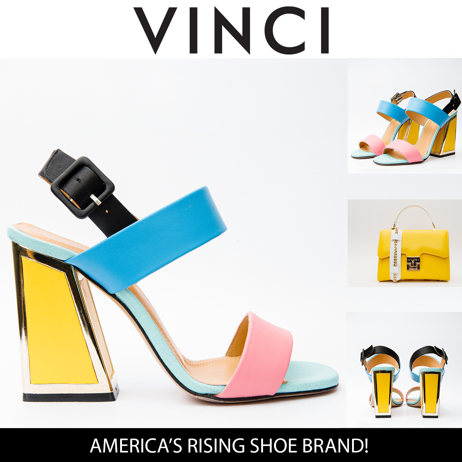 The Niger Multicolor Block Heel Leather Sandal For Sale