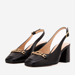 The Potomac Black Slingback Leather Sandal All New