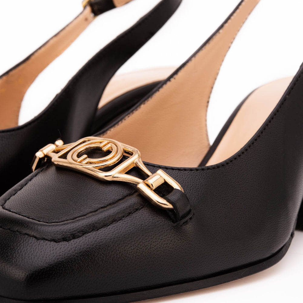 The Potomac Black Slingback Leather Sandal All New